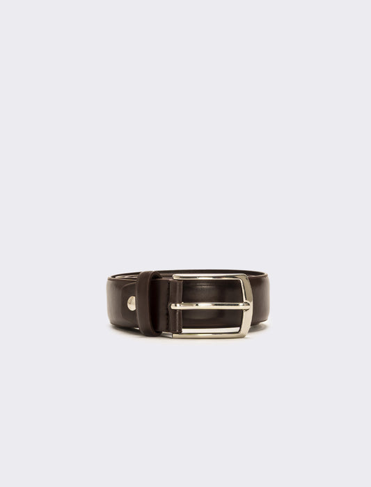 Cintura bombata liscia 3,5 cm uomo - Marrone