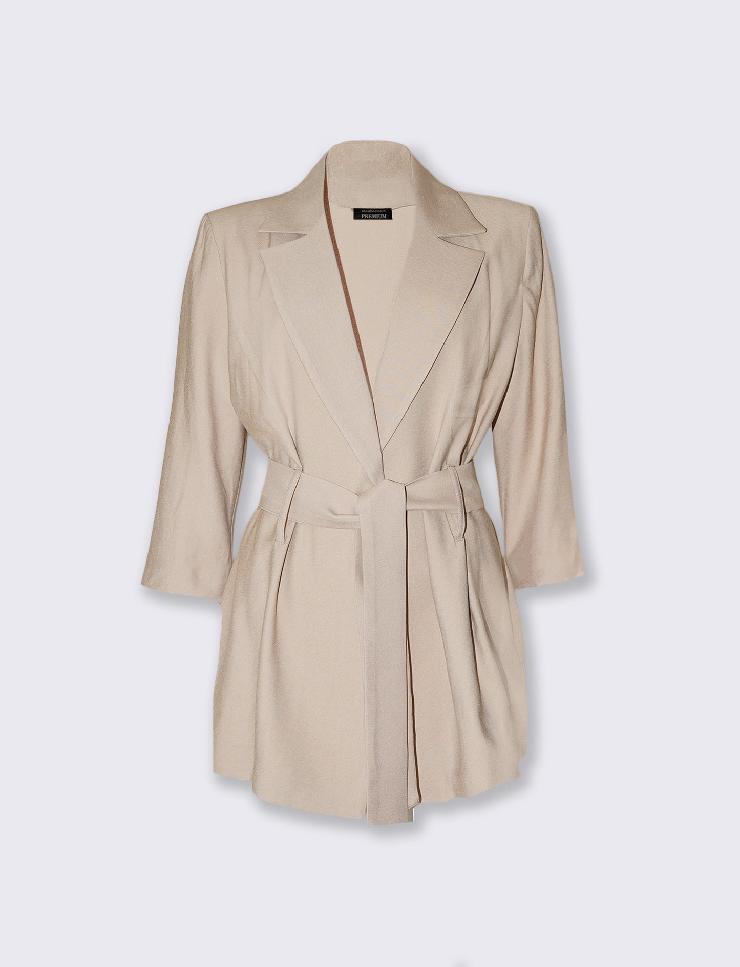 Giacca con maniche a tre quarti e cintura - Beige