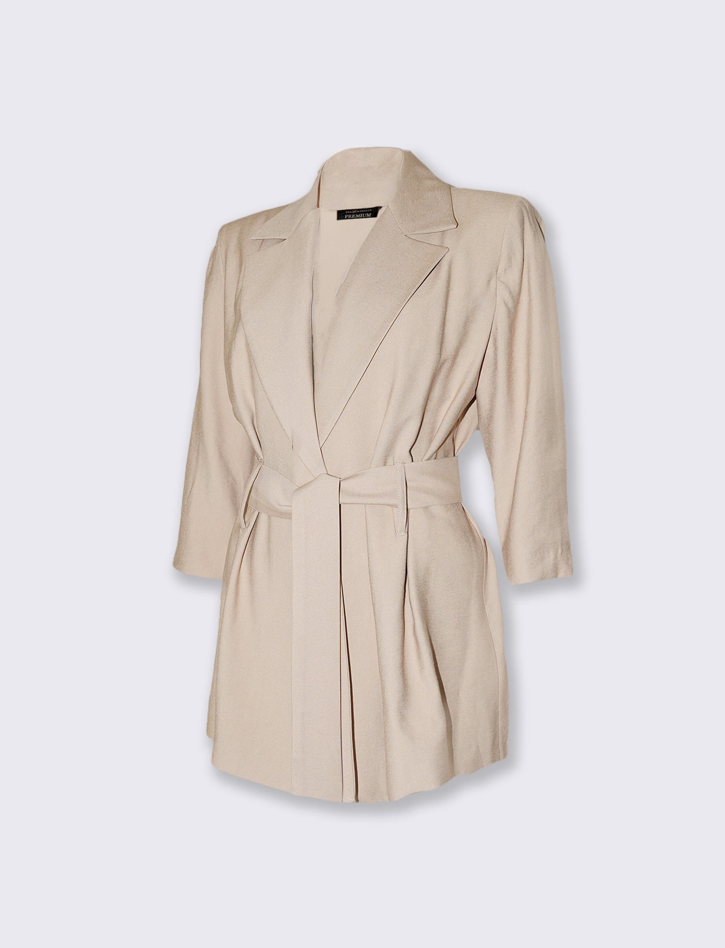 Giacca con maniche a tre quarti e cintura - Beige