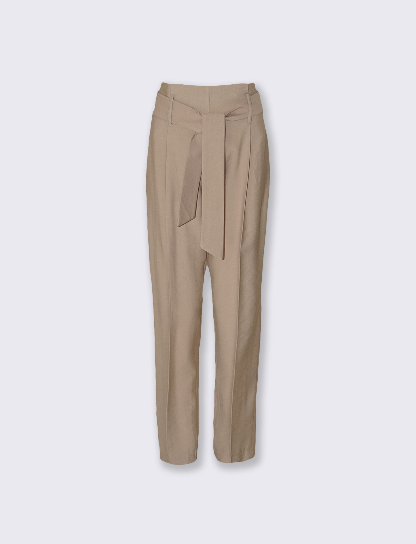 Pantaloni alla Caviglia con Cintura Vita - Beige