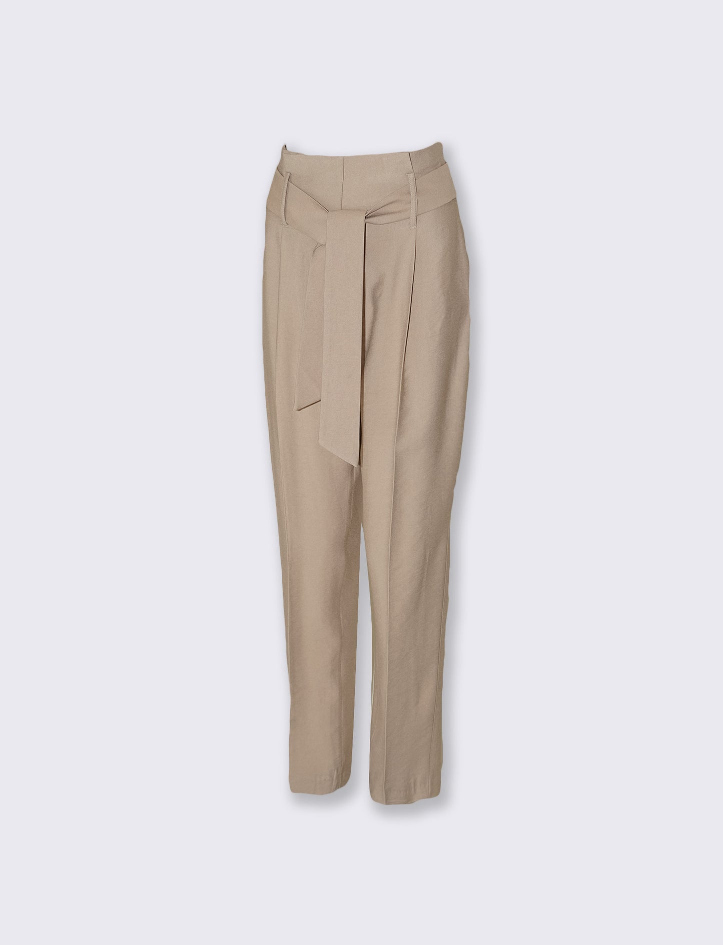 Pantaloni alla Caviglia con Cintura Vita - Beige