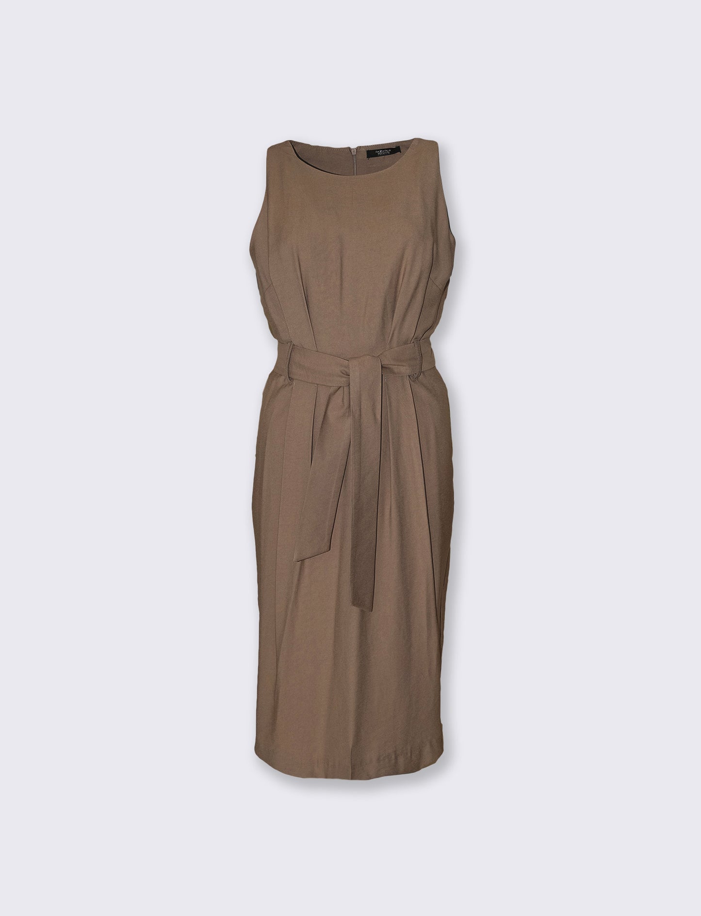 Midi halter dress with waist belt - Grey