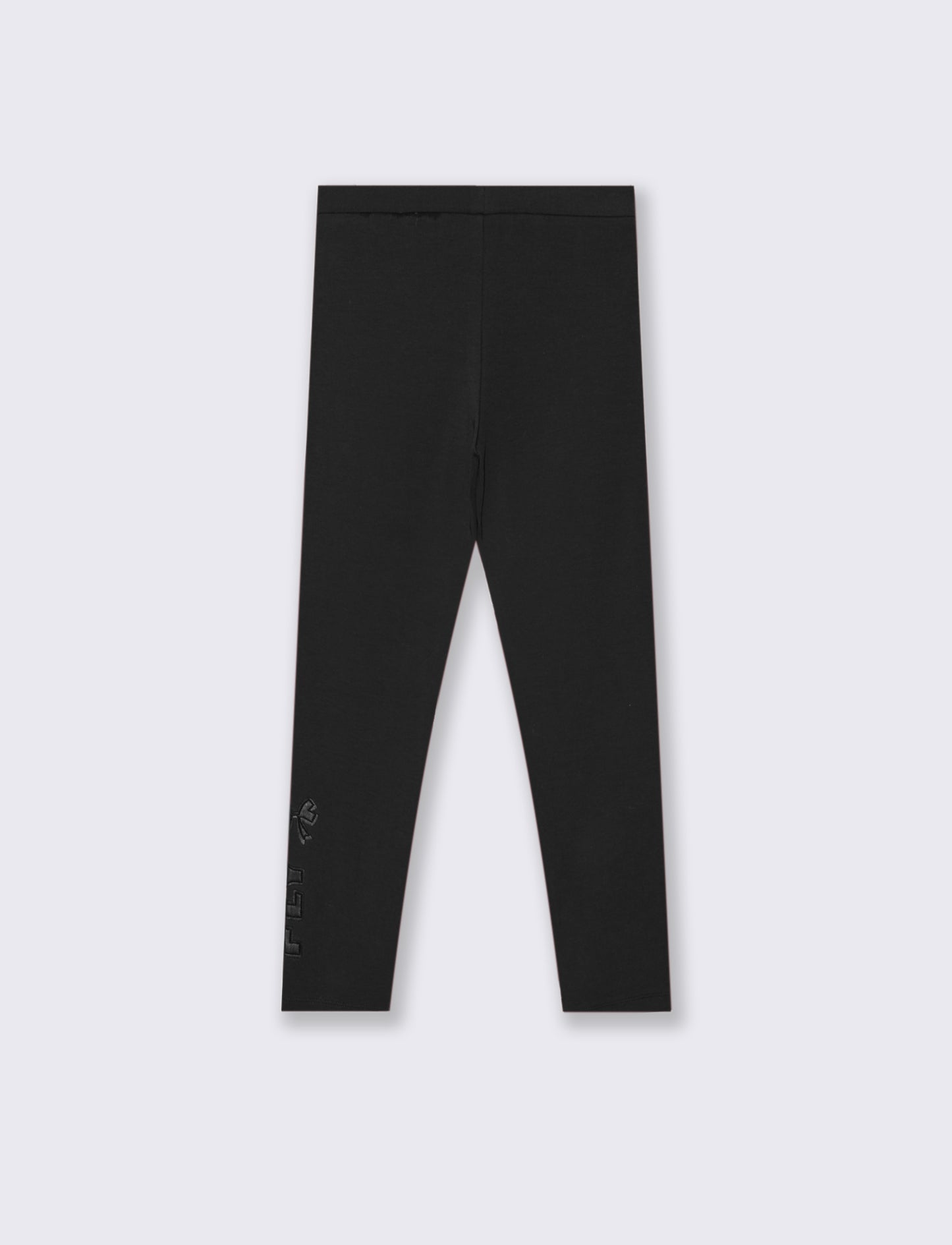 Leggings con applicazione in finta pelle. - Nero