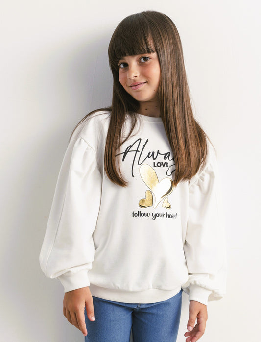 Completo con felpa e leggings. - Bianco latte