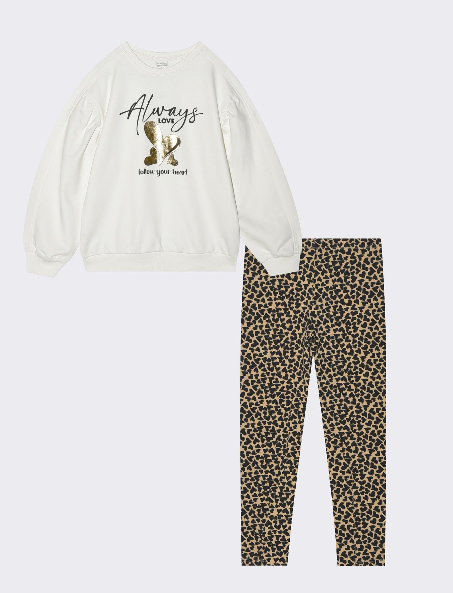 Completo con felpa e leggings. - Bianco latte