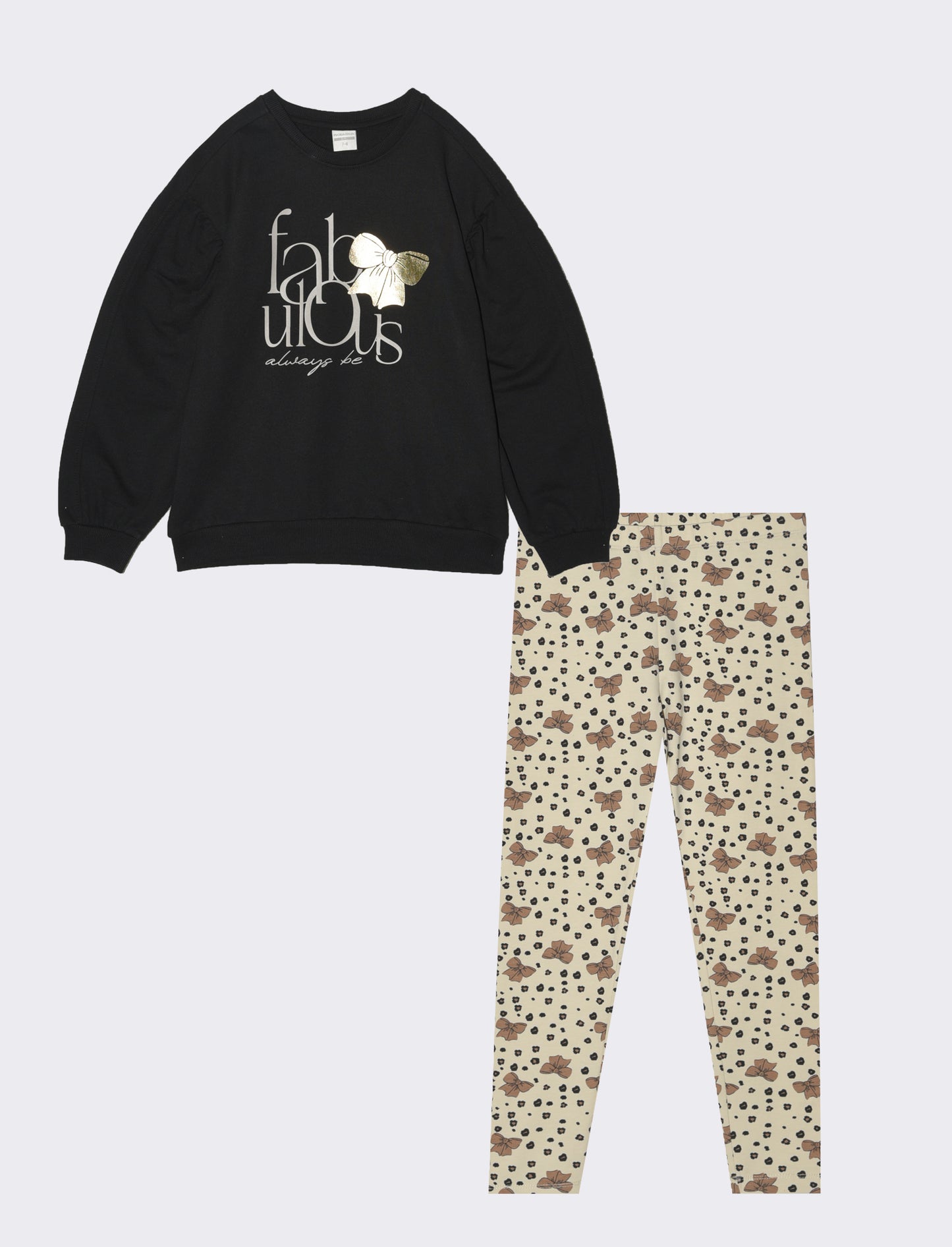 Completo con felpa e leggings. - Nero
