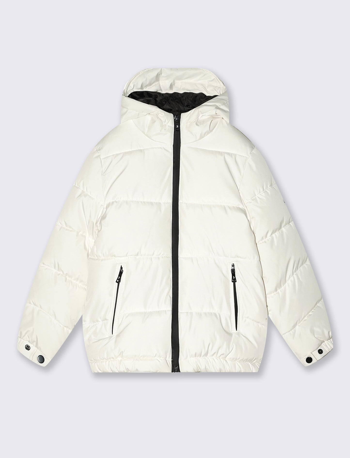 Giubbotto piumino minimal con cappuccio - Bianco latte