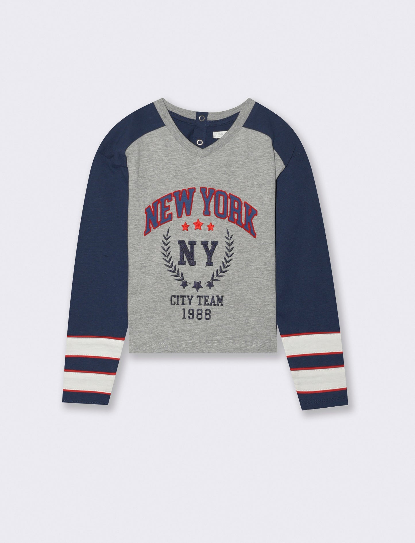 T shirt neonato stile baseball - Grigio mel.