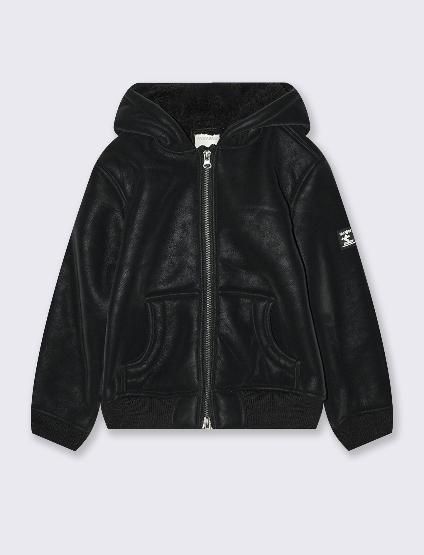 Giubbotto in suede con interno sherpa - Nero