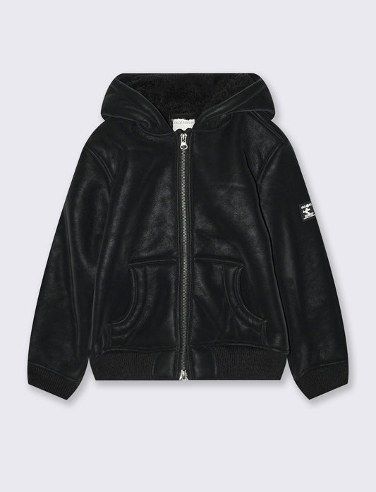 Giubbotto in suede con interno sherpa - Nero