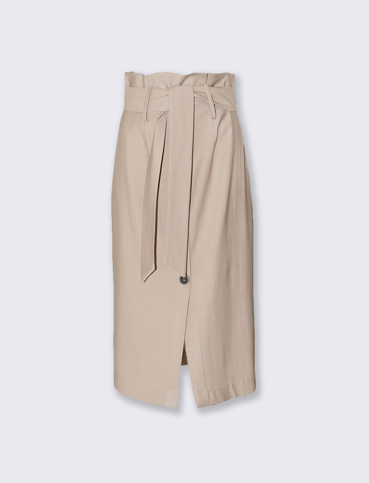Gonna midi con bottoni e cintura vita - Beige
