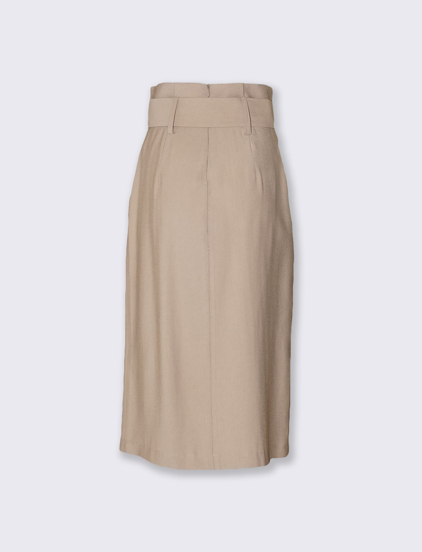 Gonna midi con bottoni e cintura vita - Beige