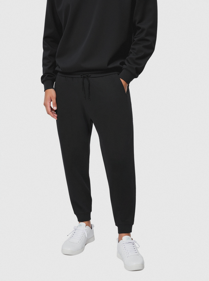 PANTALONI JOGGER BASIC IN FELPA - Nero