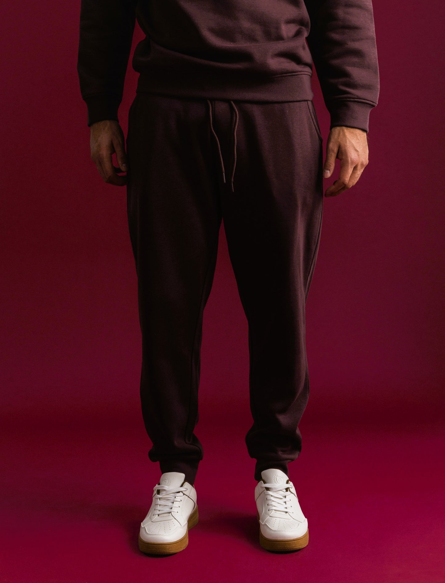 PANTALONI JOGGER BASIC IN FELPA - Bordeaux