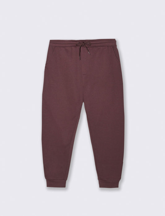 PANTALONI JOGGER BASIC IN FELPA - Bordeaux