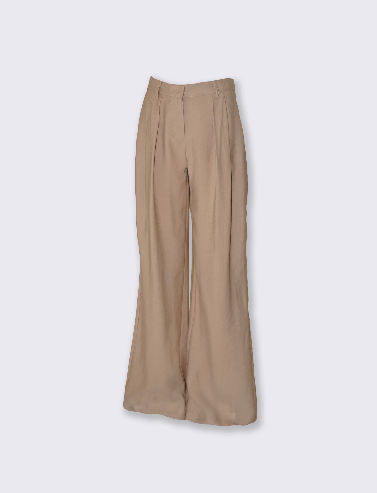 Palazzo Pants with Pleats and Pockets - Beige