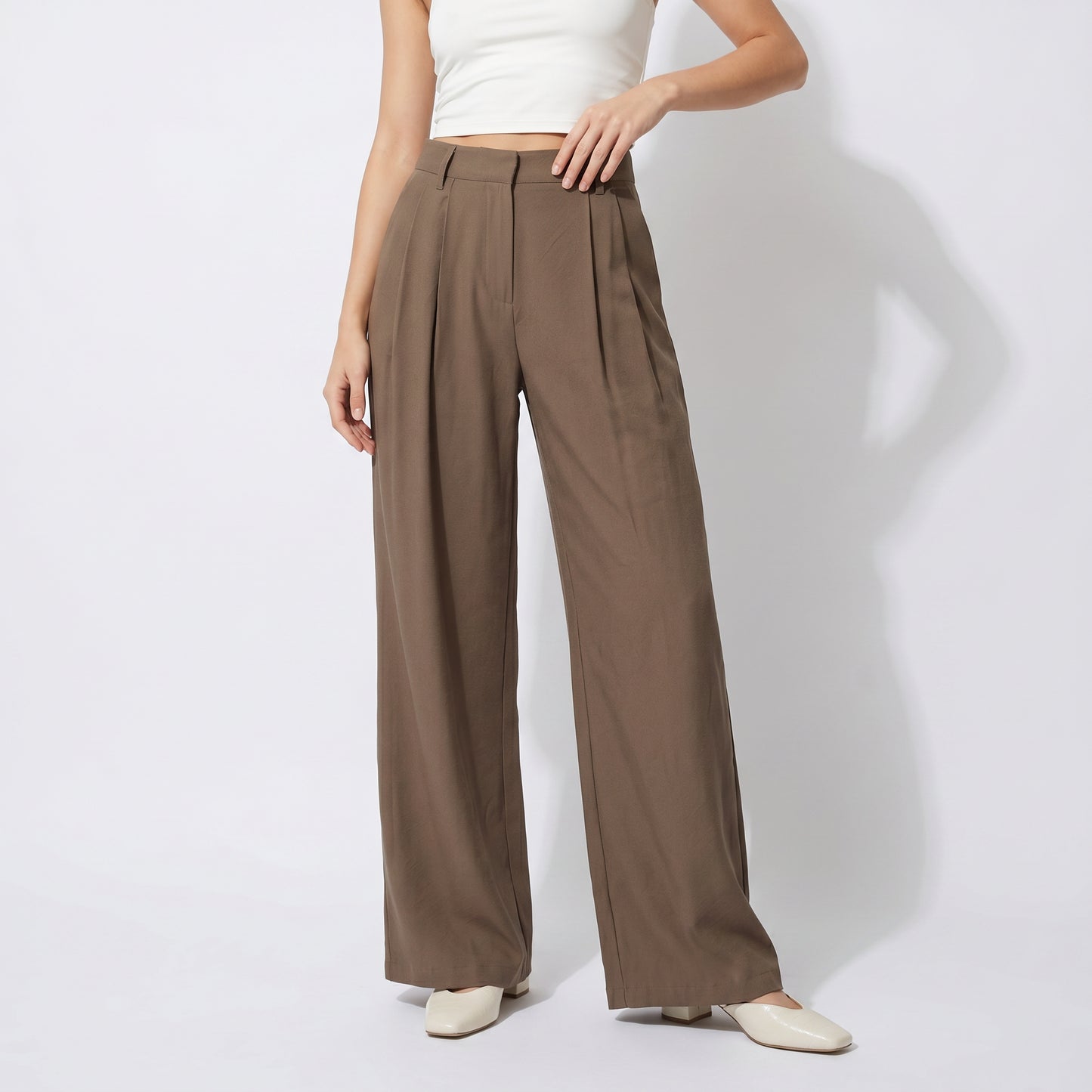 Pantaloni palazzo - Grigio fango