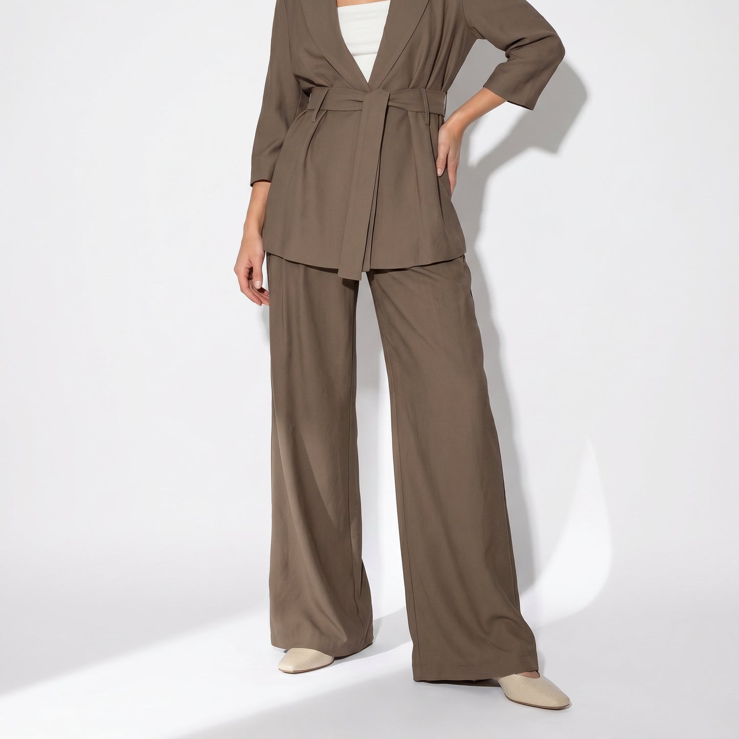 Pantaloni palazzo - Grigio fango