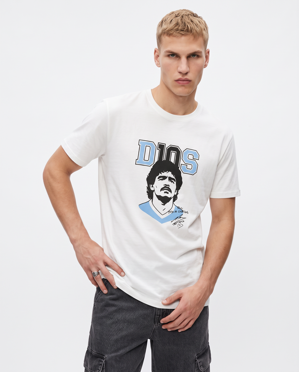 Premium Jersey T-Shirt D10S Front Print - White