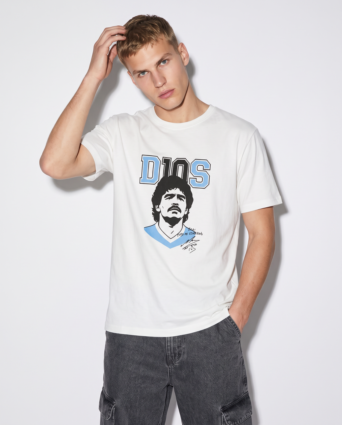 Premium Jersey T-Shirt D10S Front Print - White