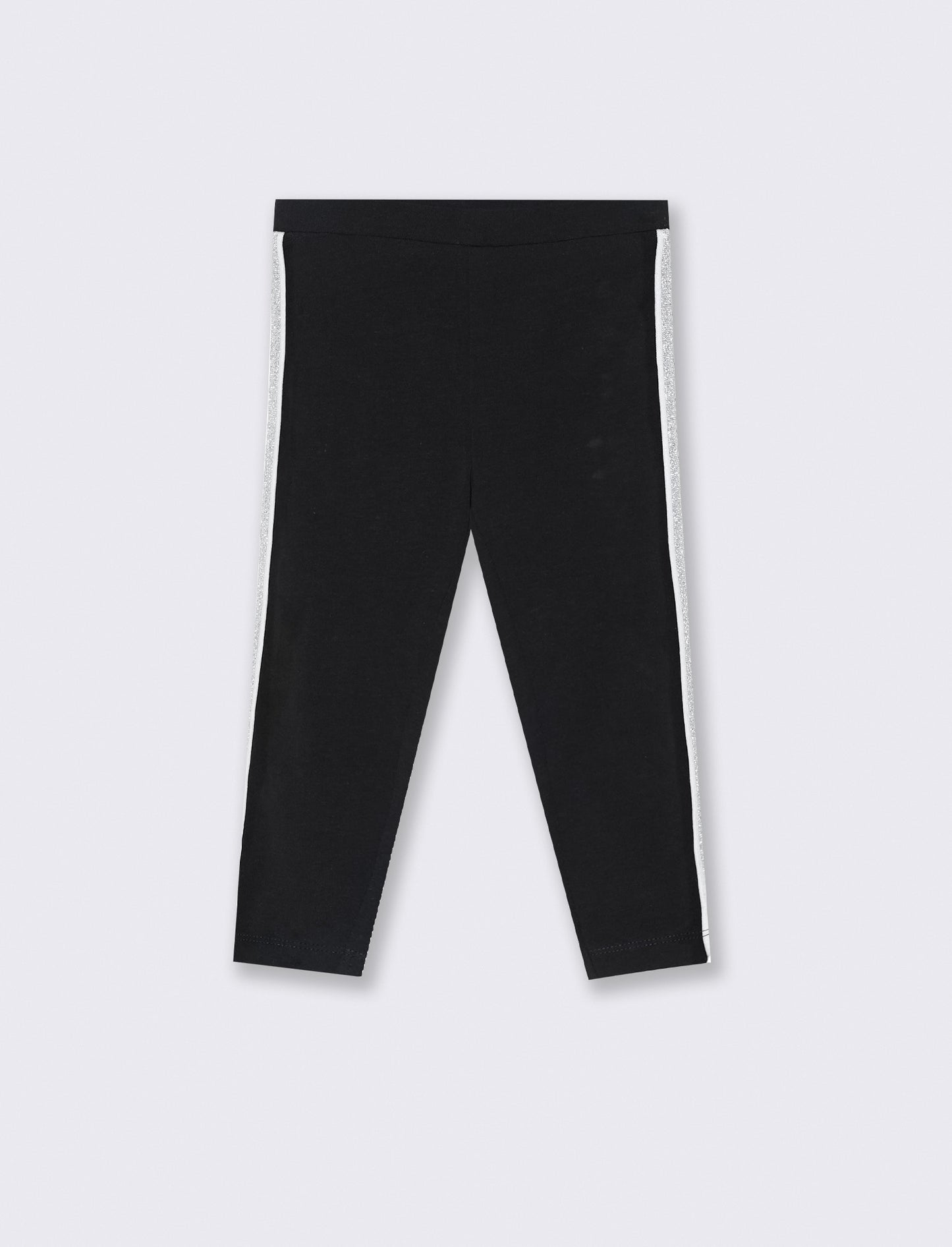 LEGGINS IN COTONE CON BANDA LATERALE. - Nero