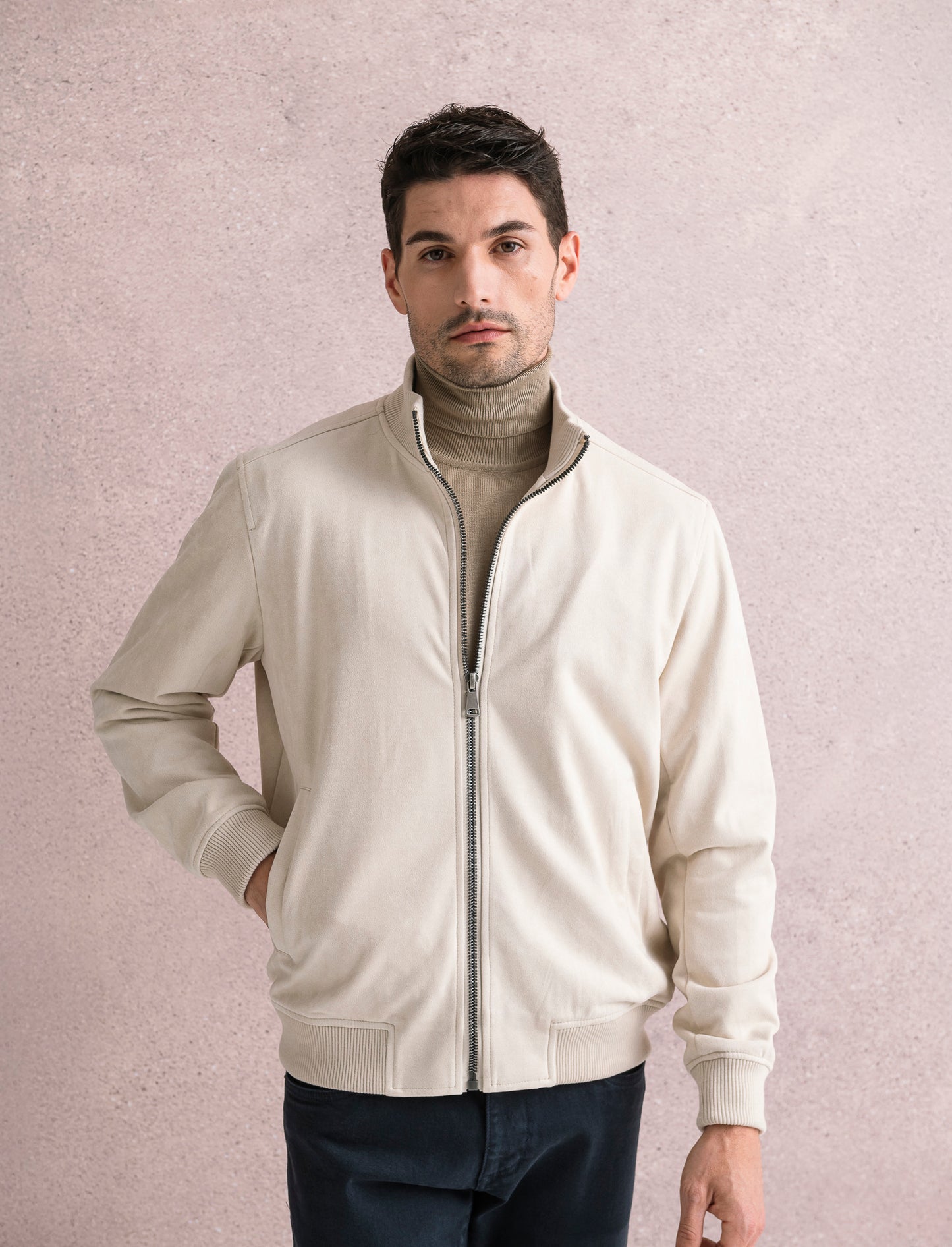 GIUBBOTTO EFFETTO SCAMOSCIATO - Beige ecru