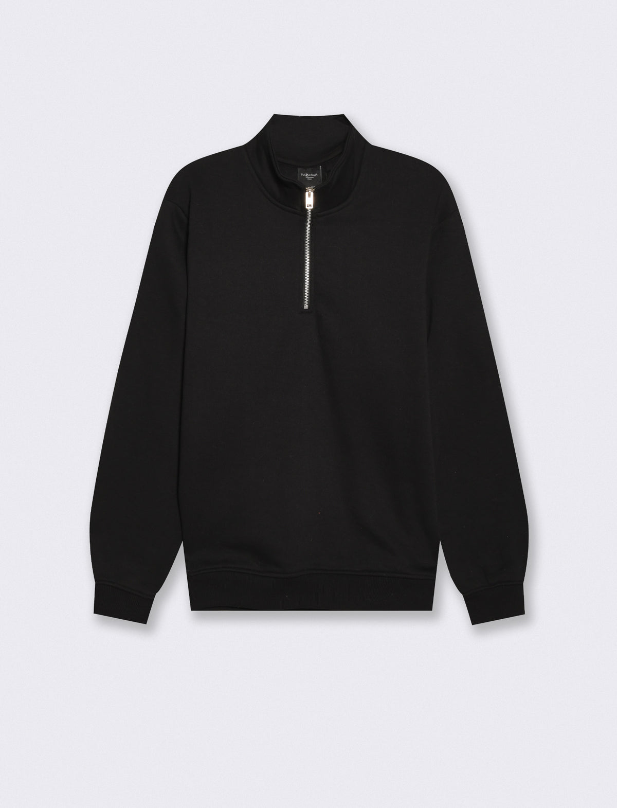 Felpa lupetto zip in misto cotone - Nero
