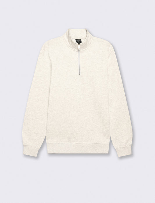 Felpa lupetto zip in misto cotone - Grigio chiaro mel.