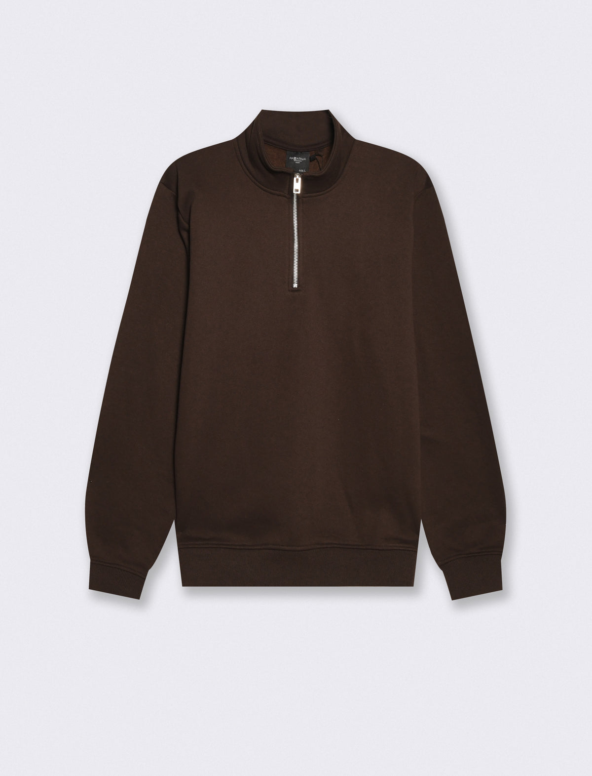 Felpa lupetto zip in misto cotone - Moro