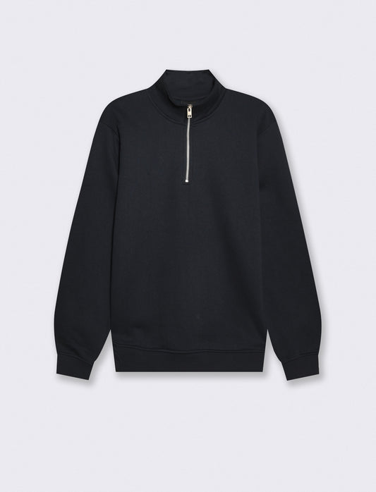 Felpa lupetto zip in misto cotone - Blu