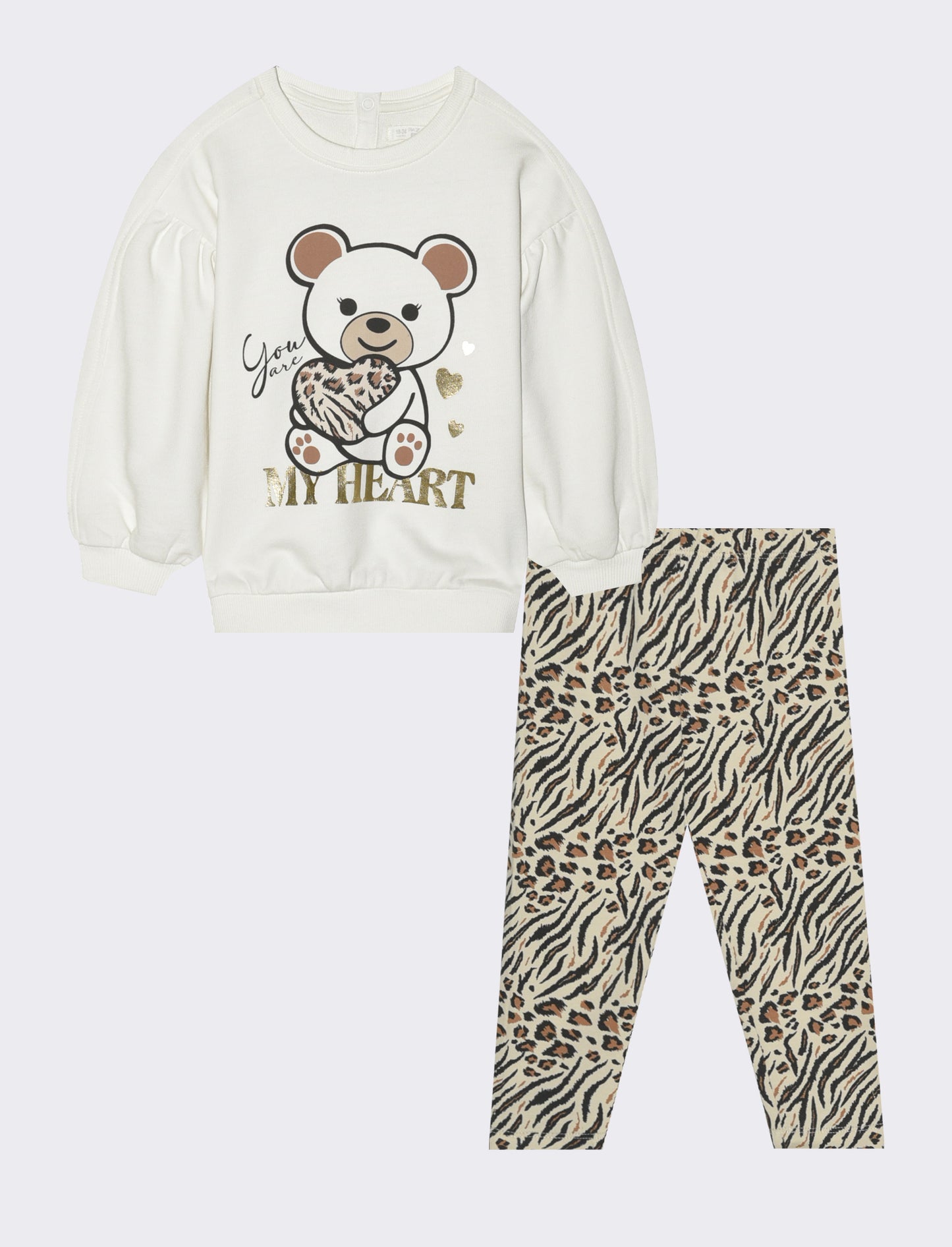 Completo con felpa e leggings. - Bianco latte