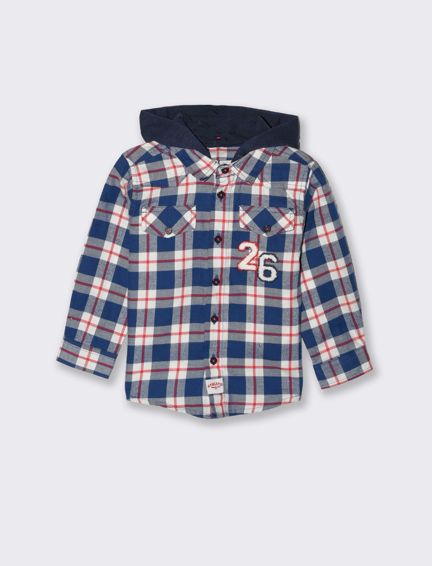 Camicia a quadri con cappuccio - Blu