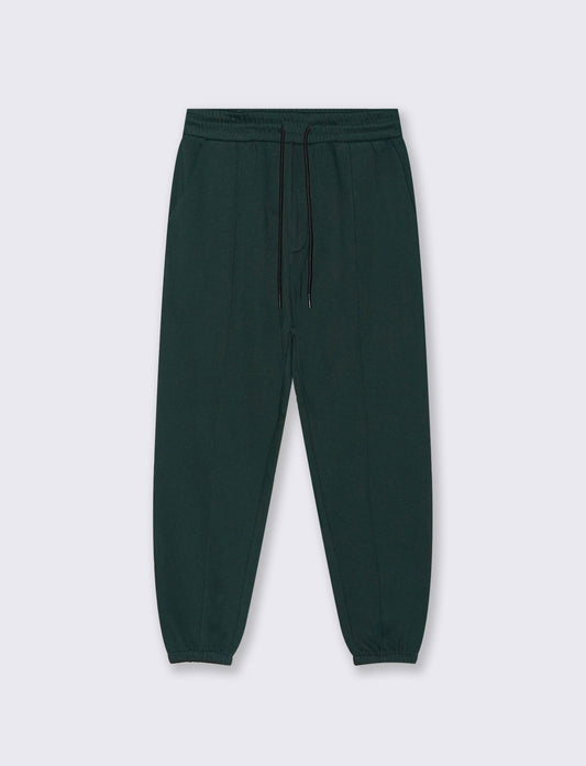PANTALONI BAGGY JOGGER IN FELPA - Verde scuro