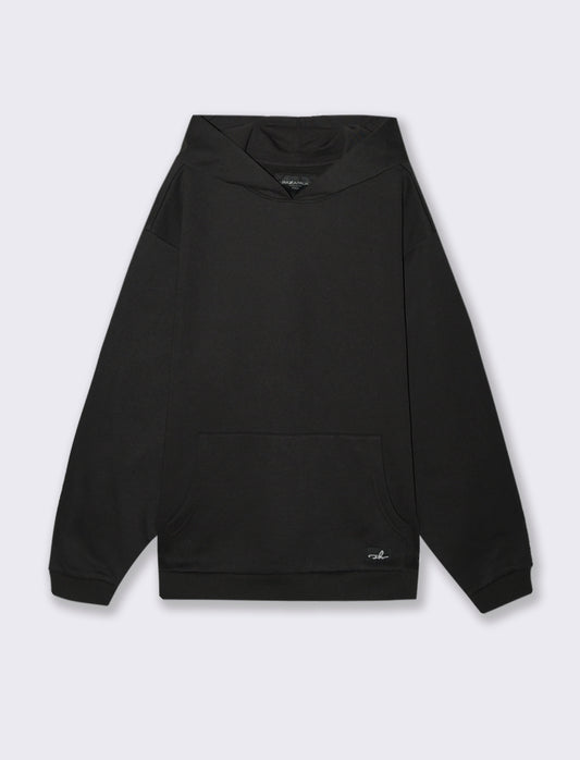 FELPA BOXY FIT CON CAPPUCCIO - Nero