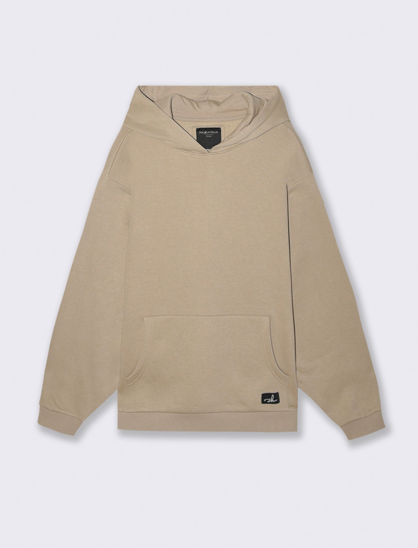 FELPA BOXY FIT CON CAPPUCCIO - Beige