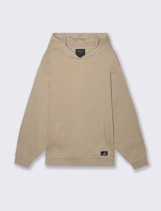 FELPA BOXY FIT CON CAPPUCCIO - Beige