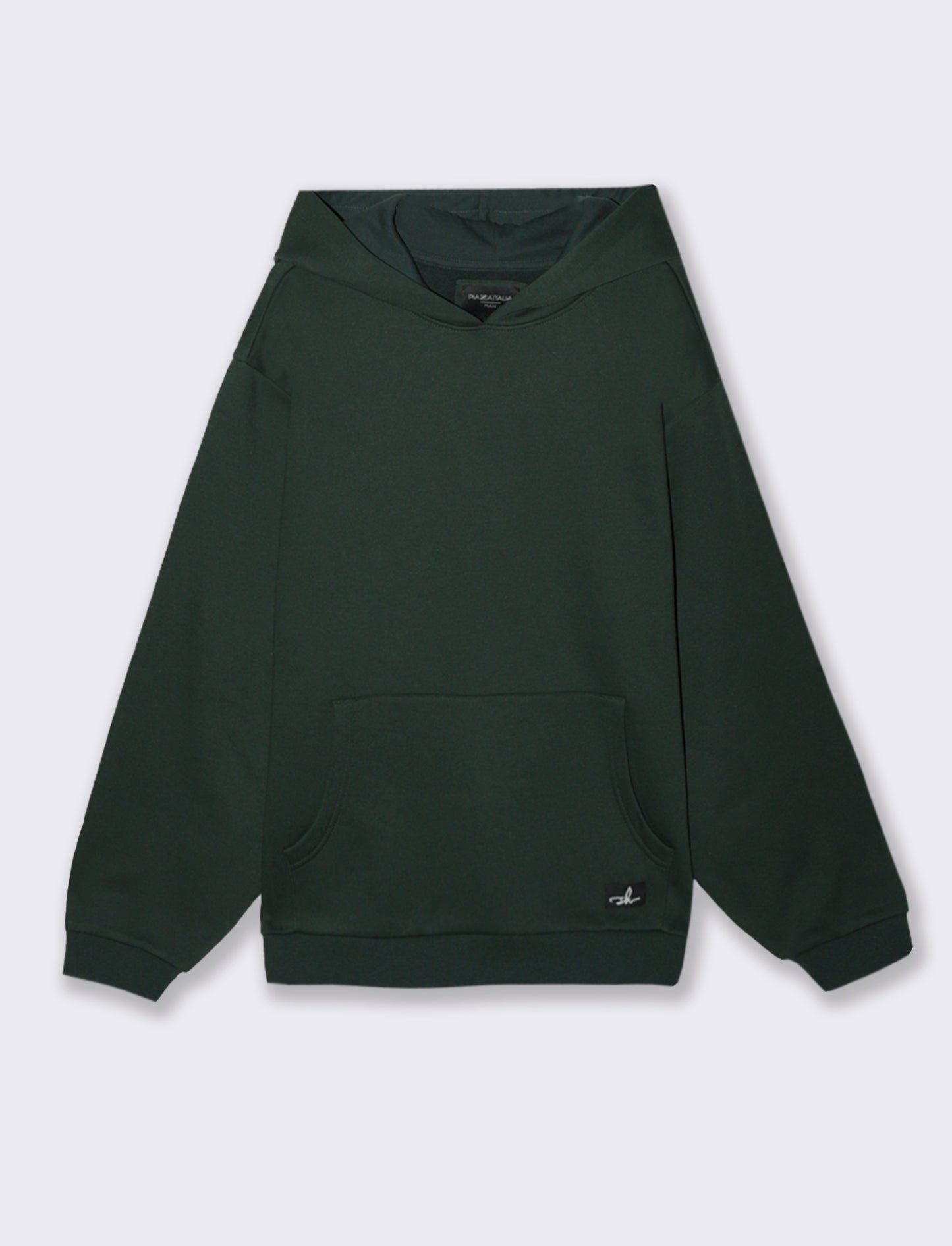 FELPA BOXY FIT CON CAPPUCCIO - Verde scuro