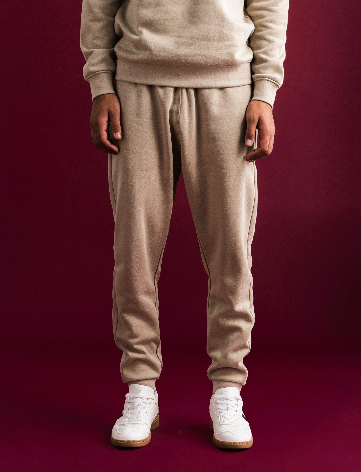 PANTALONI IN FELPA MELANGE - Beige