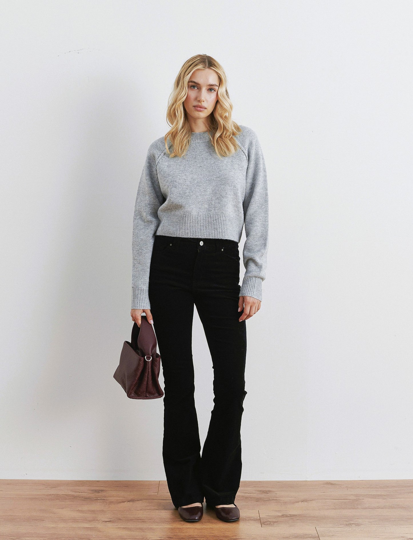 PANTALONE VELLUTO A ZAMPA - Nero