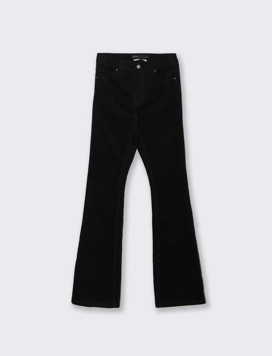 PANTALONE VELLUTO A ZAMPA - Nero