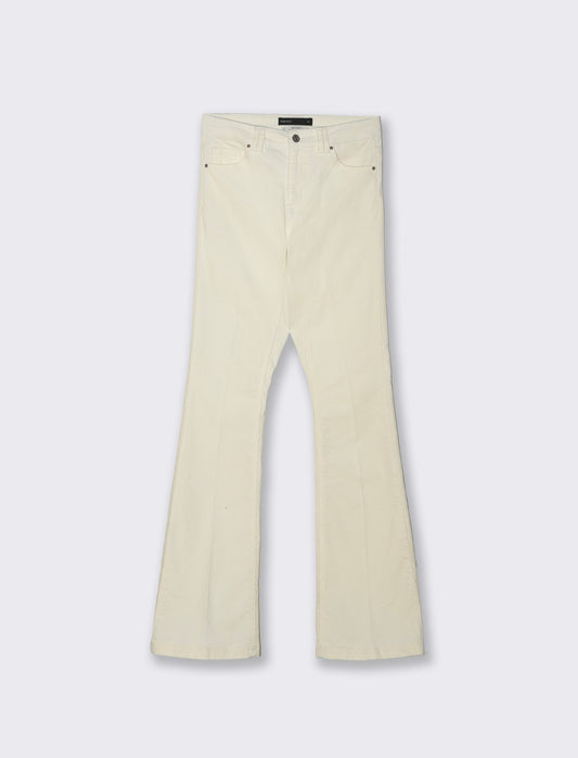 PANTALONE VELLUTO A ZAMPA - Avorio