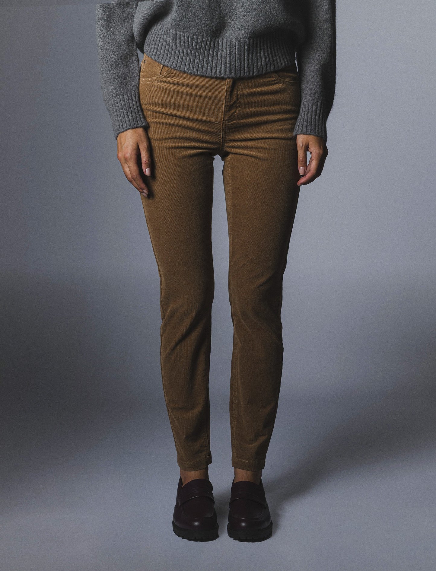 PANTALONE IN VELLUTO 5 TASCHE SKINNY - Cammello