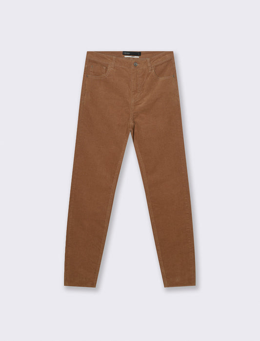 PANTALONE IN VELLUTO 5 TASCHE SKINNY - Cammello