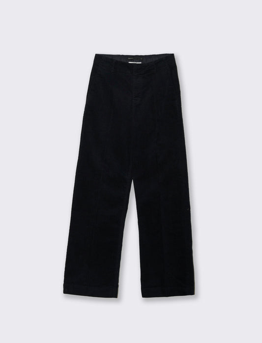 PANTALONE IN VELLUTO GAMBA LARGA - Blu