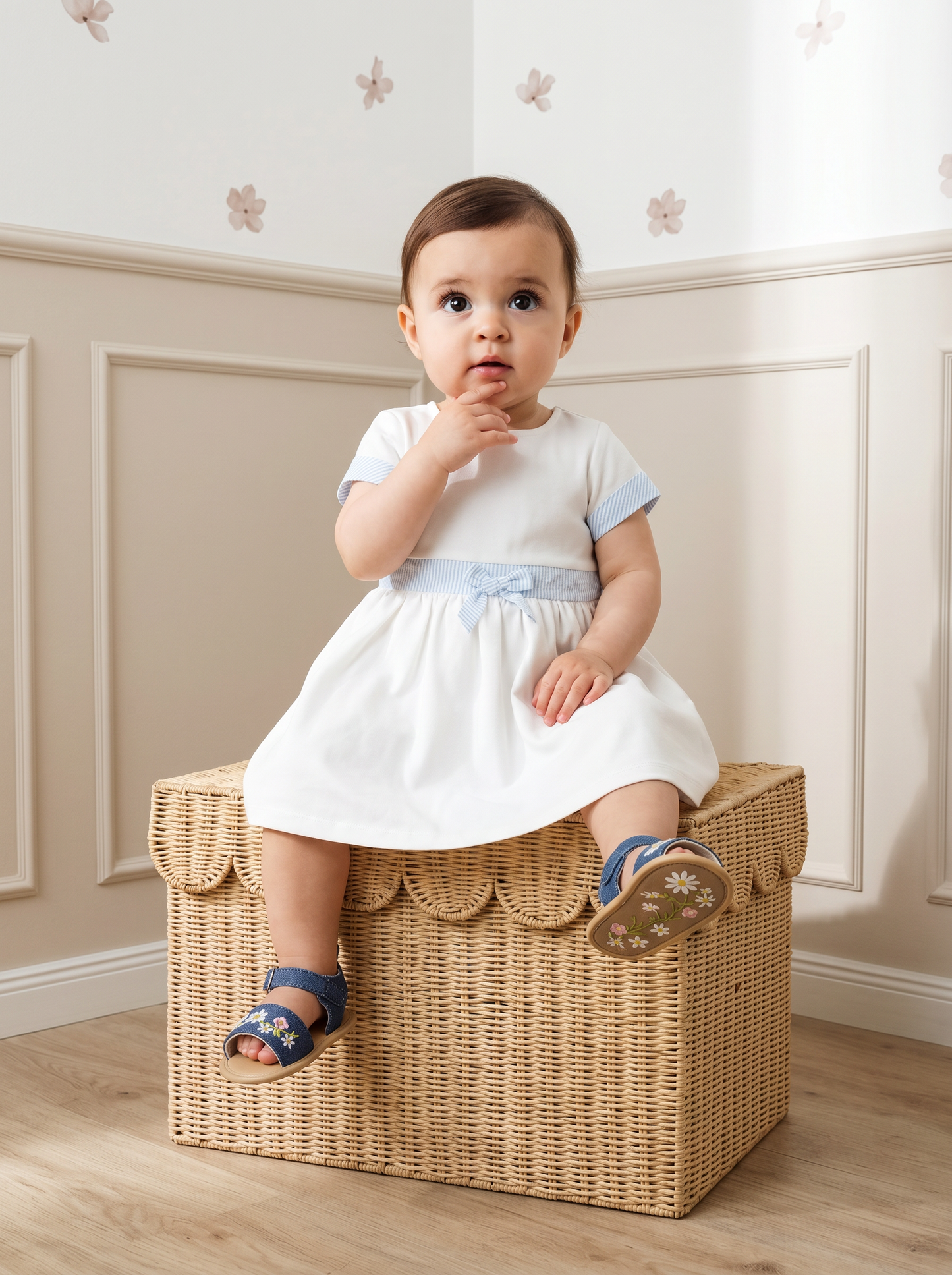 Abito elegante con fiocco e girocollo - Bianco