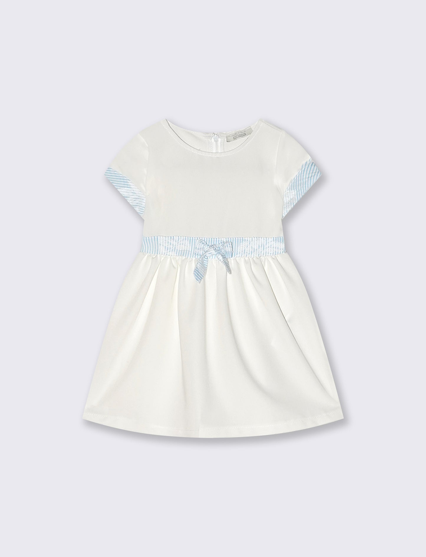 Abito elegante con fiocco e girocollo - Bianco
