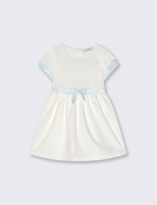 Abito elegante con fiocco e girocollo - Bianco