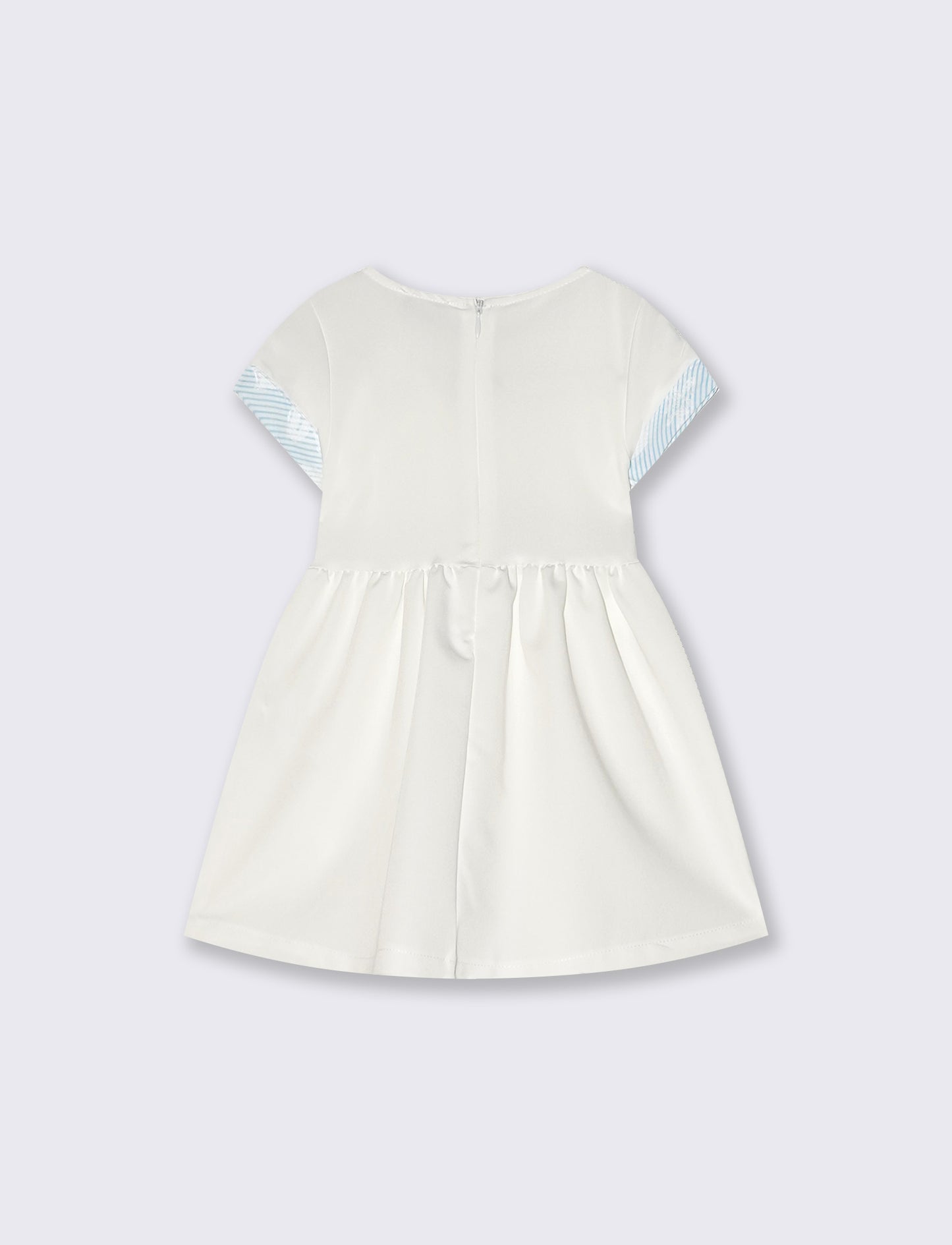 Abito elegante con fiocco e girocollo - Bianco