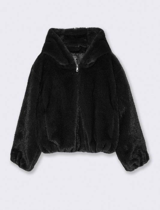 GIACCA IN FINTA PELLICCIA - Nero