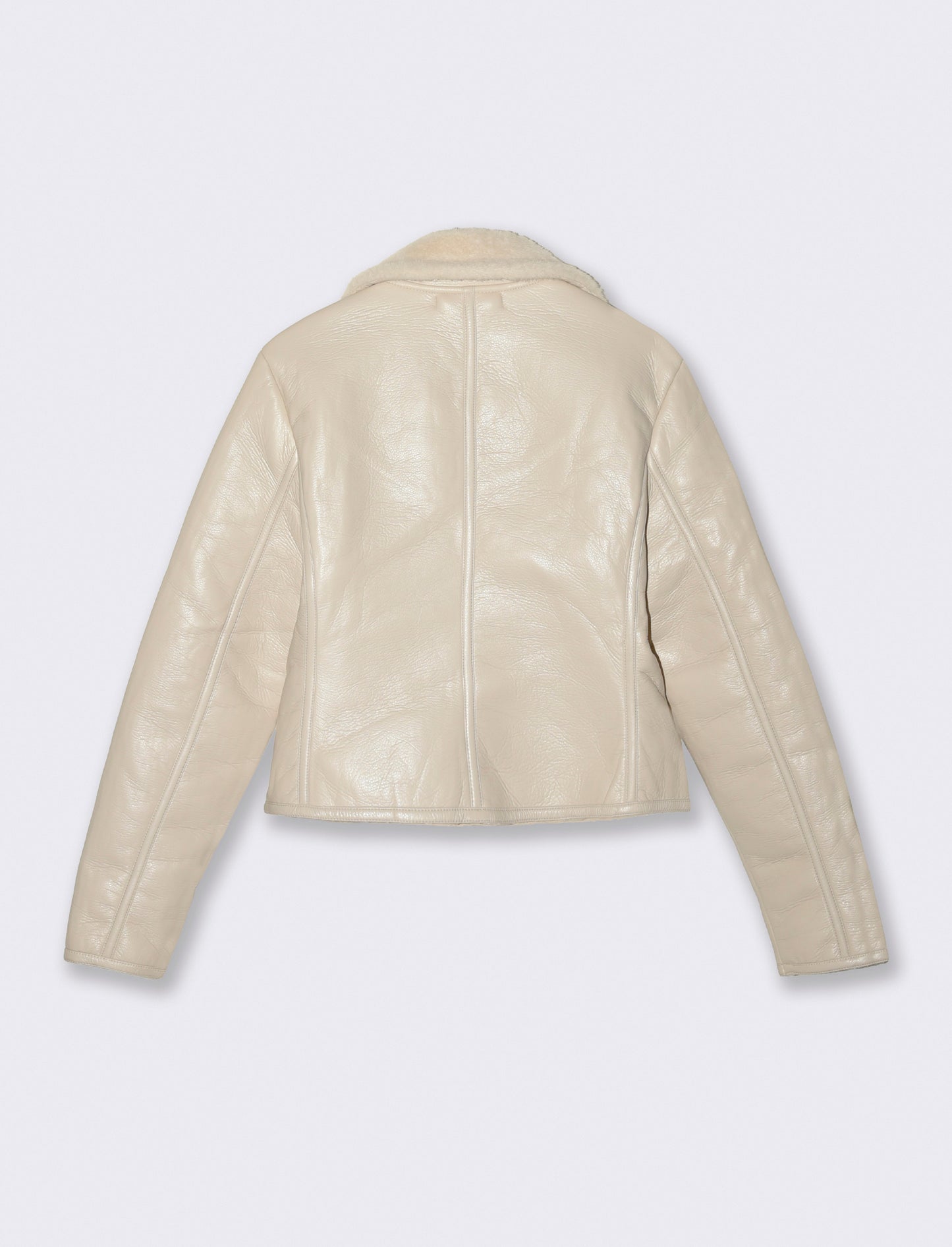 GIUBBOTTO MODELLO CHIODO CON INTERNO IN TESSUTO EFFETTO SHEARLING - Bianco gesso